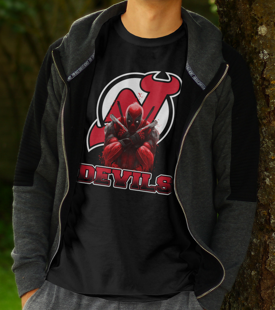 New Jersey Devils And Deadpool Crossover Fans Enthusiast Combo T-Shirt