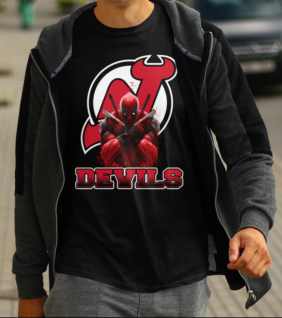 New Jersey Devils And Deadpool Crossover Fans Enthusiast Combo T-Shirt