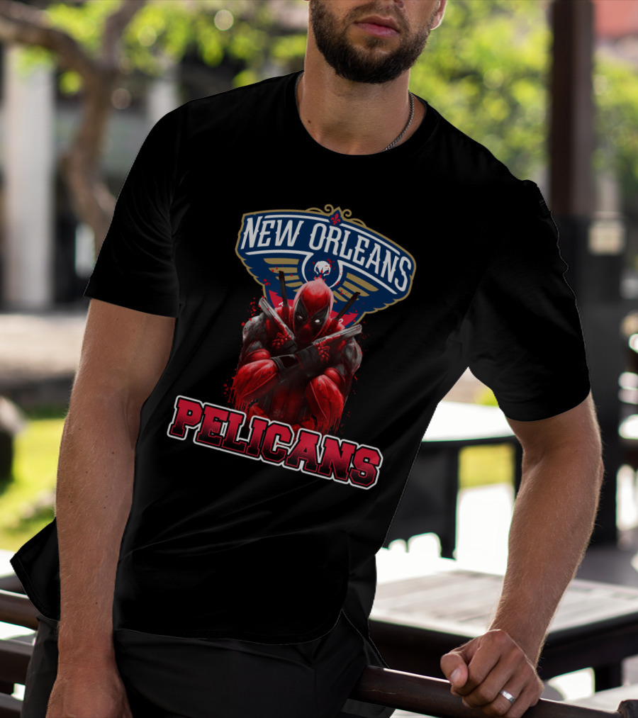 New Orleans Pelicans Deadpool Crossover Fans NBA Marvel Collaboration T-Shirt