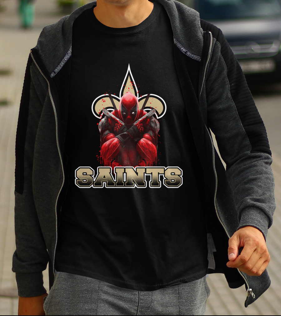New Orleans Saints Deadpool Crossover Fleur-de-Lis Fans T-Shirt