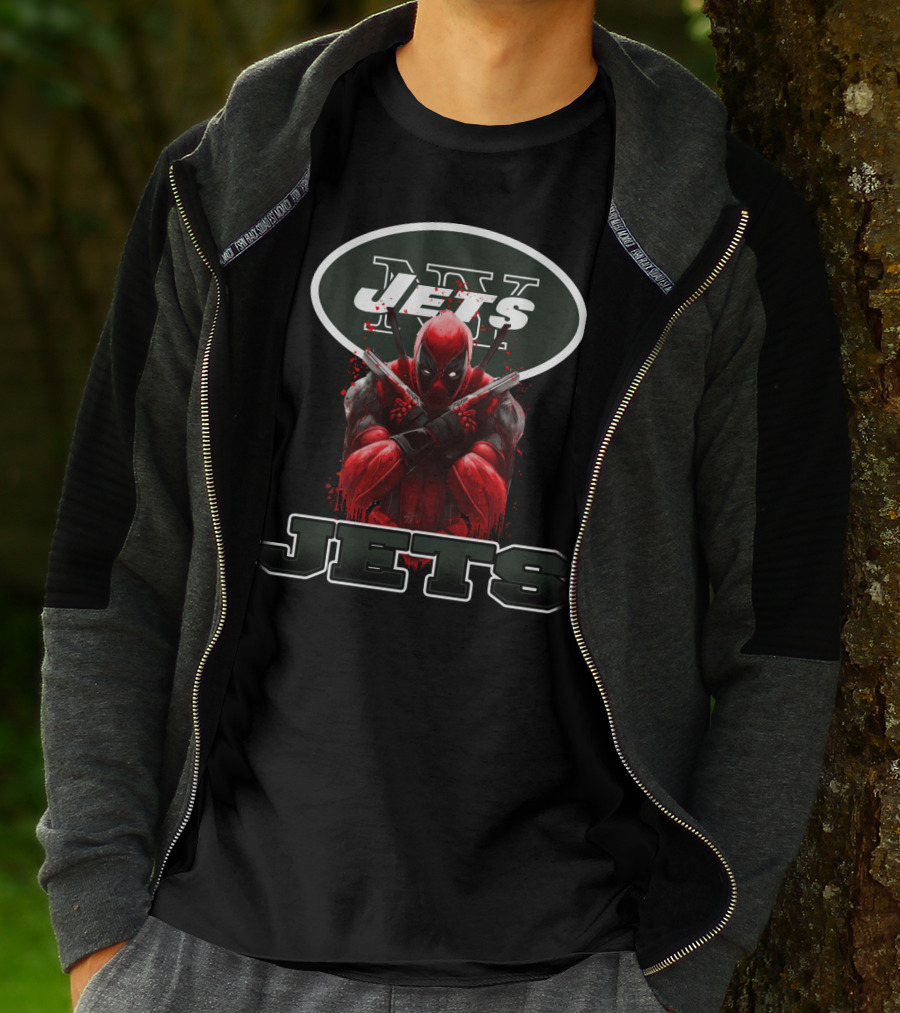 NY Jets Deadpool Crossover Fan Mashup T-Shirt