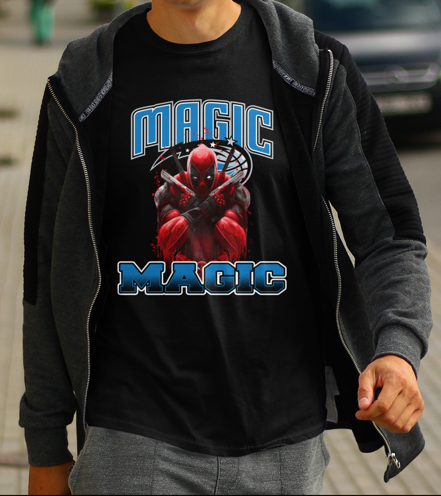 Orlando Magic Deadpool Crossover Fans Basketball Superhero Mashup T-Shirt