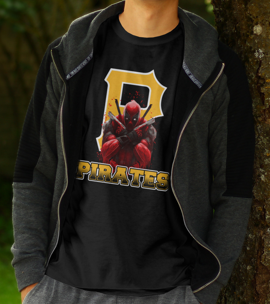 Pittsburgh Pirates Deadpool Crossover Fans Baseball Superhero Mashup T-Shirt