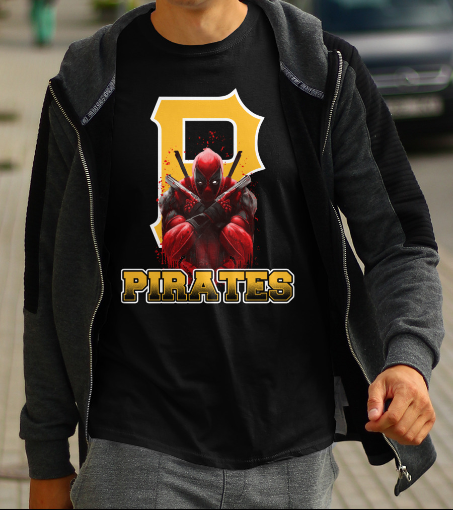Pittsburgh Pirates Deadpool Crossover Fans Baseball Superhero Mashup T-Shirt