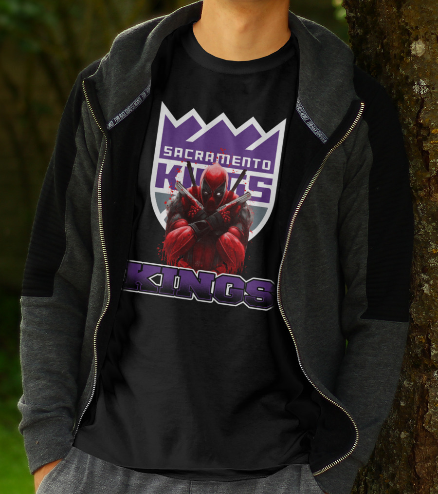 Sacramento Kings Deadpool Crossover Fan Logo T-Shirt