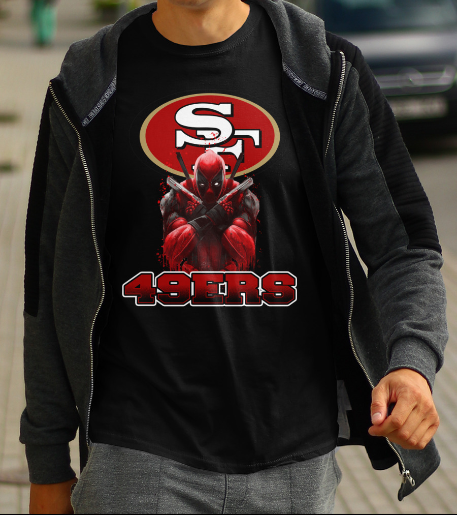 San Francisco 49ers NFL Logo And Deadpool Character Collaboration For Fans T-Shirt