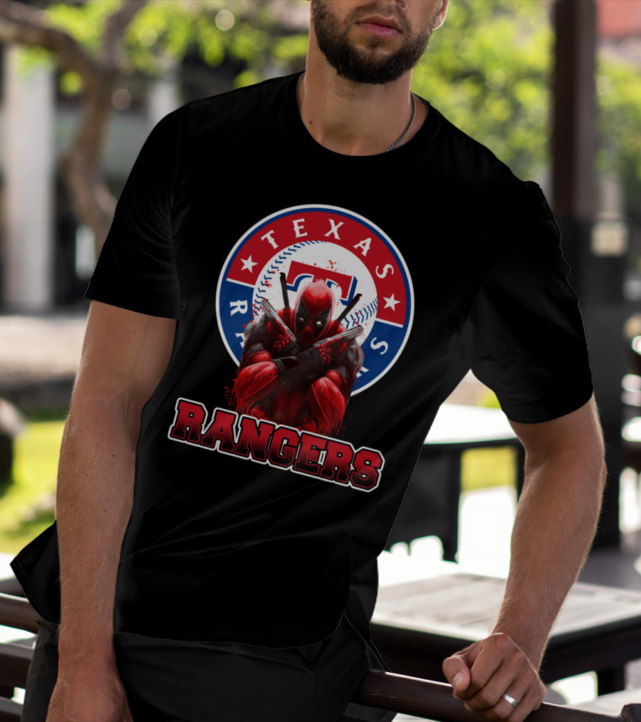 Texas Rangers Deadpool Crossover With Baseball T-Shirt