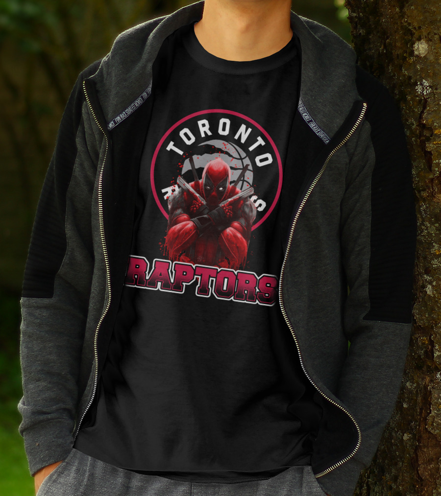 Toronto Raptors And Deadpool Collaboration Raptors Basketball Crossover T-Shirt