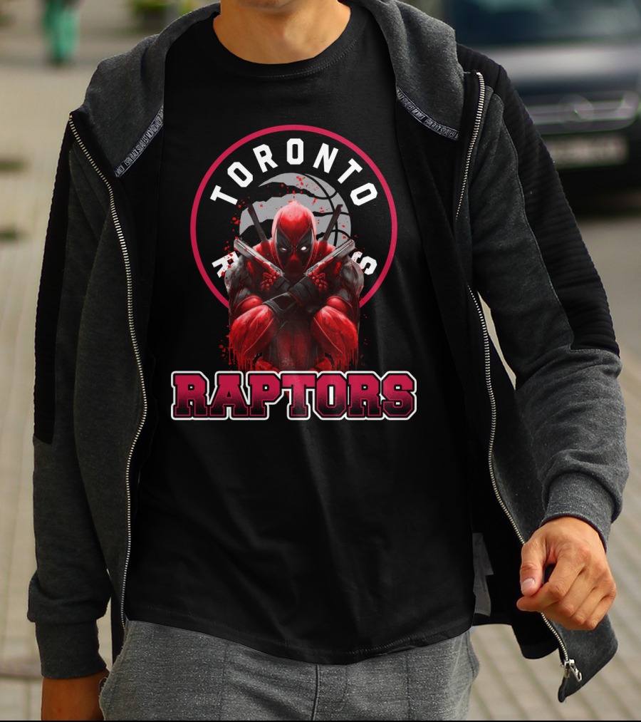 Toronto Raptors And Deadpool Collaboration Raptors Basketball Crossover T-Shirt