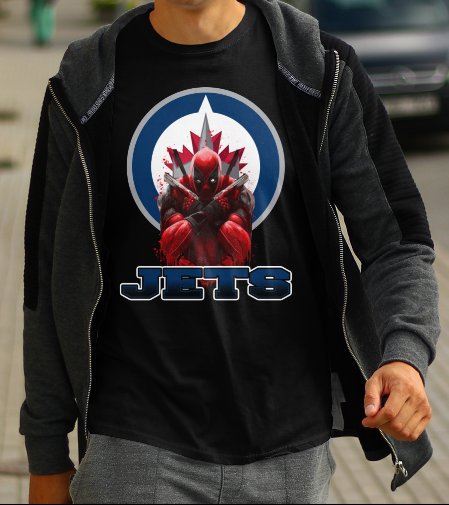 Winnipeg Jets Deadpool Crossover Logo Fans T-Shirt