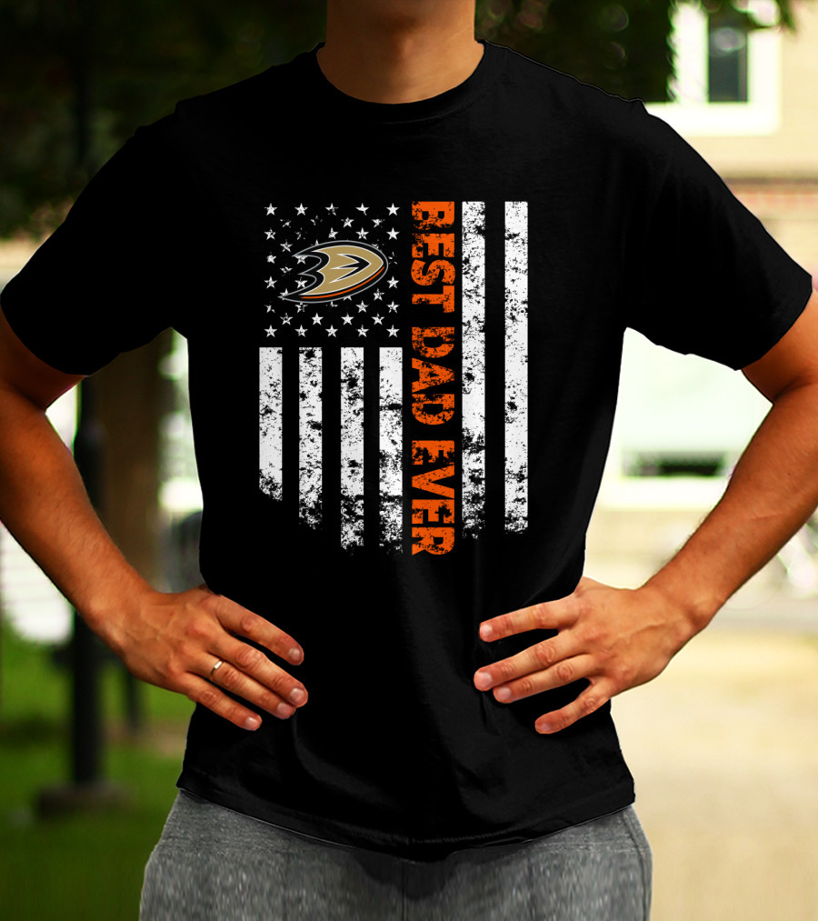 Anaheim Ducks Best Dad Ever American Flag Style T-Shirt