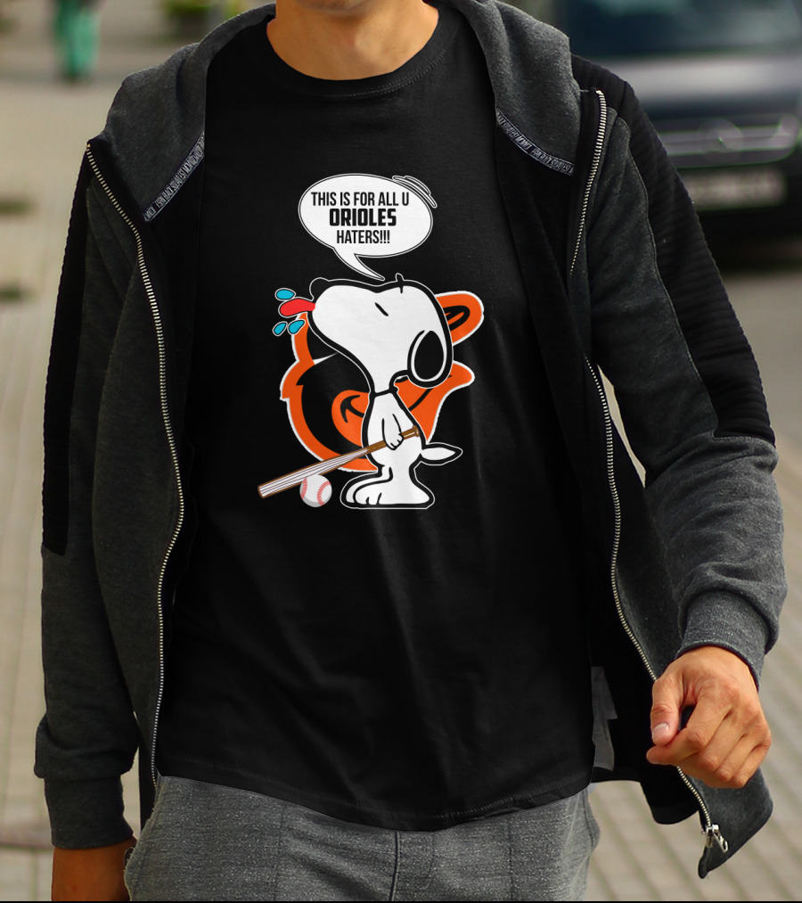 Snoopy Celebrating Baltimore Orioles With Baseball Bat For Orioles Haters T-Shirt
