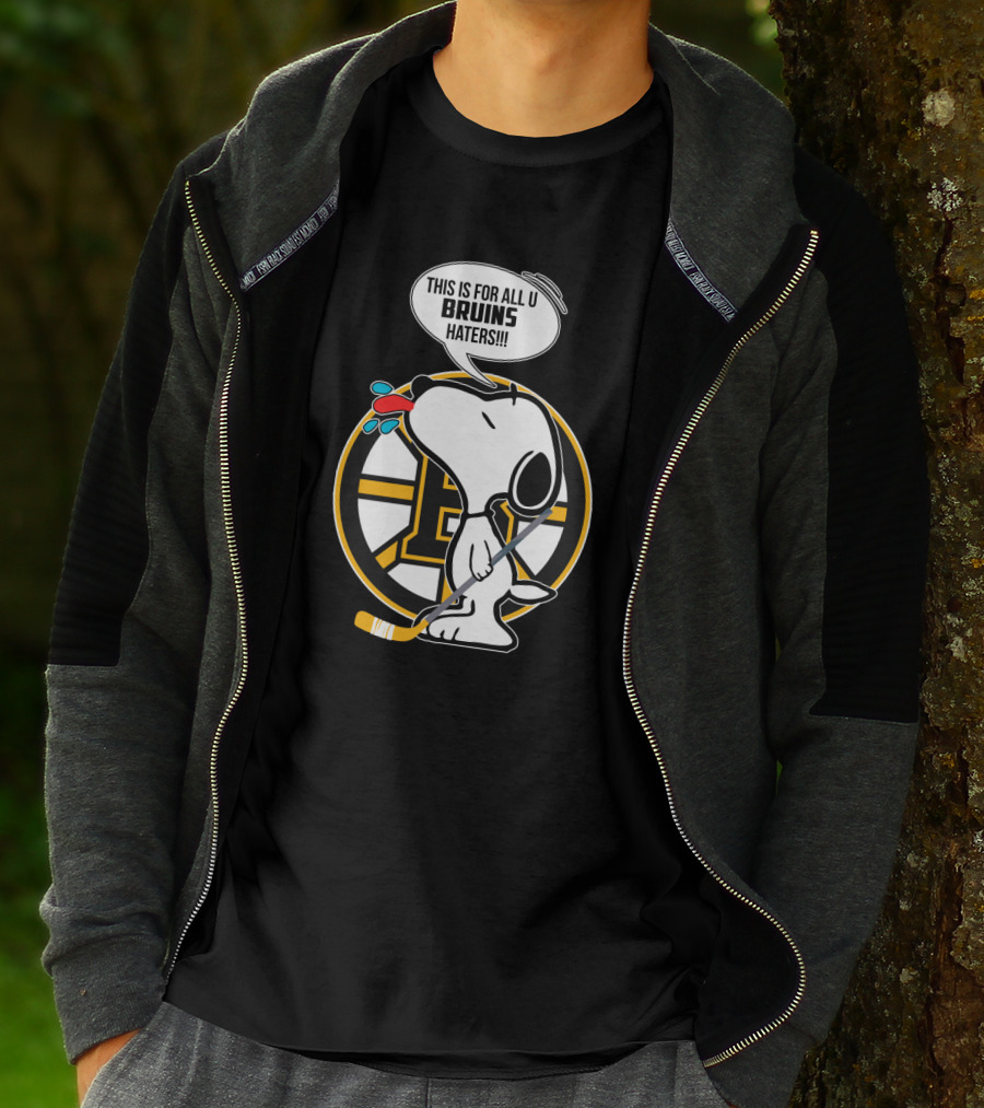 Snoopy Boston Bruins Haters Message With Hockey Stick T-Shirt