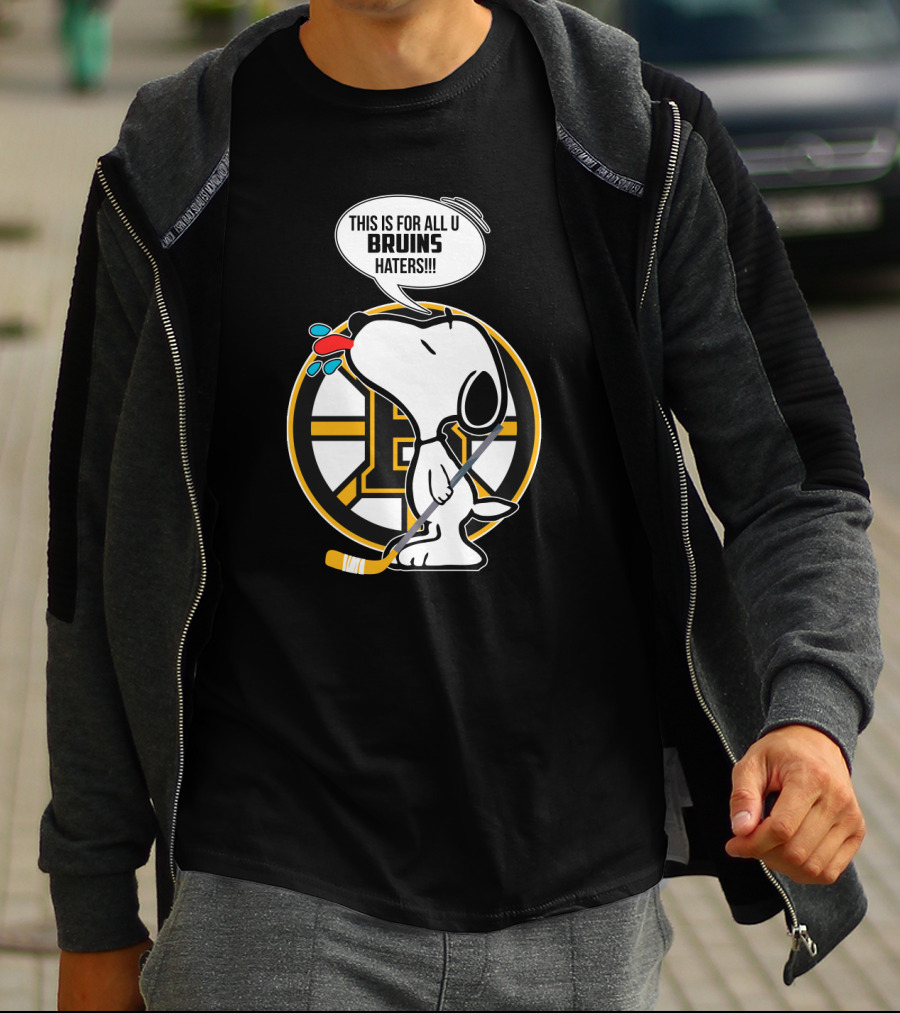 Snoopy Boston Bruins Haters Message With Hockey Stick T-Shirt