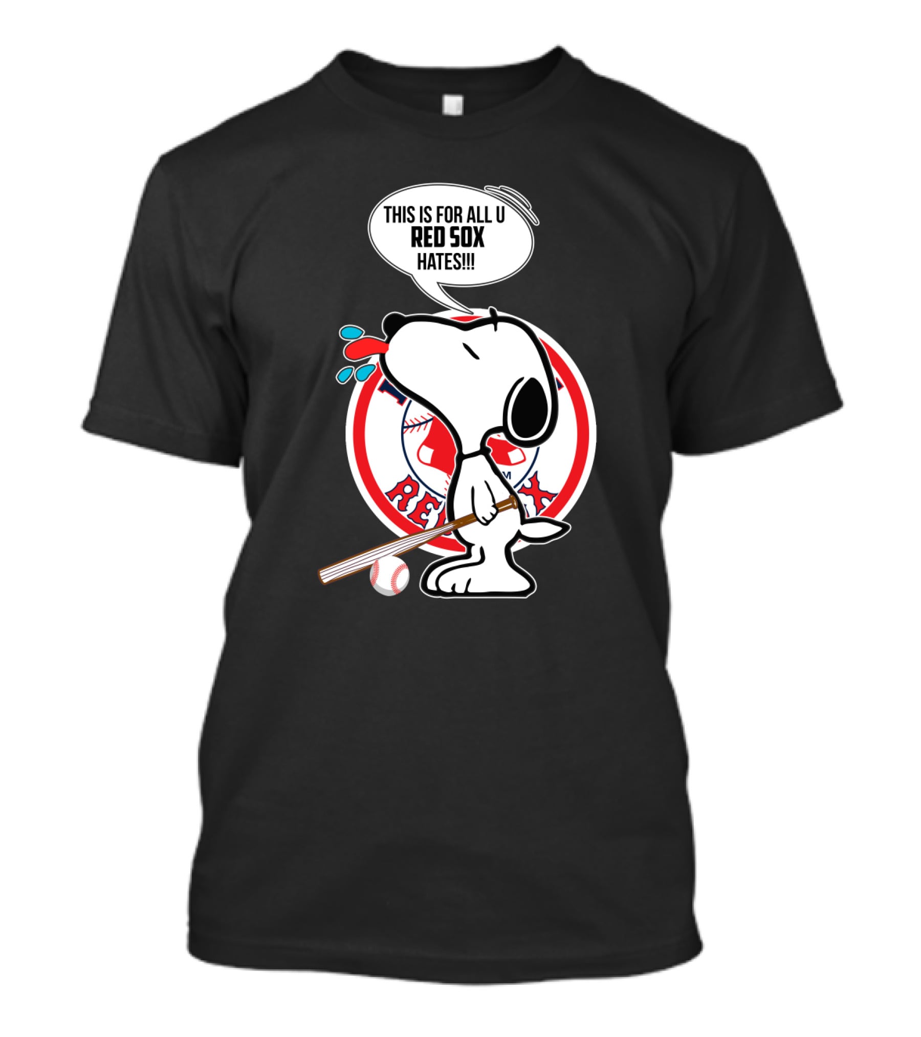 Snoopy Baseball Boston Red Sox Fans Humor Speech Bubble T-Shirt