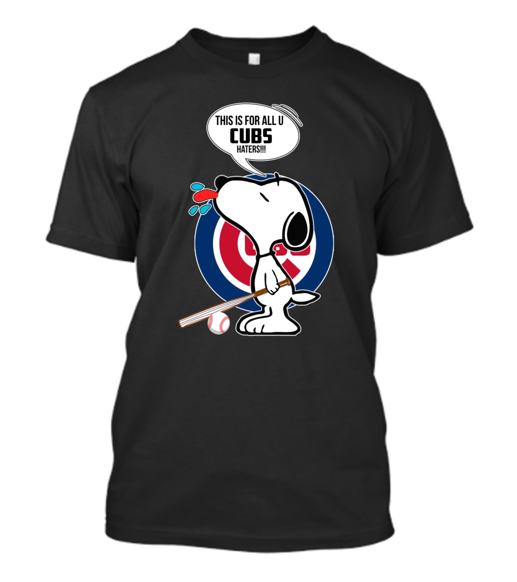 Snoopy Cubs Haters Speech Bubble Baseball Bat Chicago Fans T-Shirt
