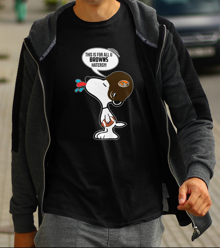 Snoopy Cleveland Browns Haters Football Fan Statement T-Shirt