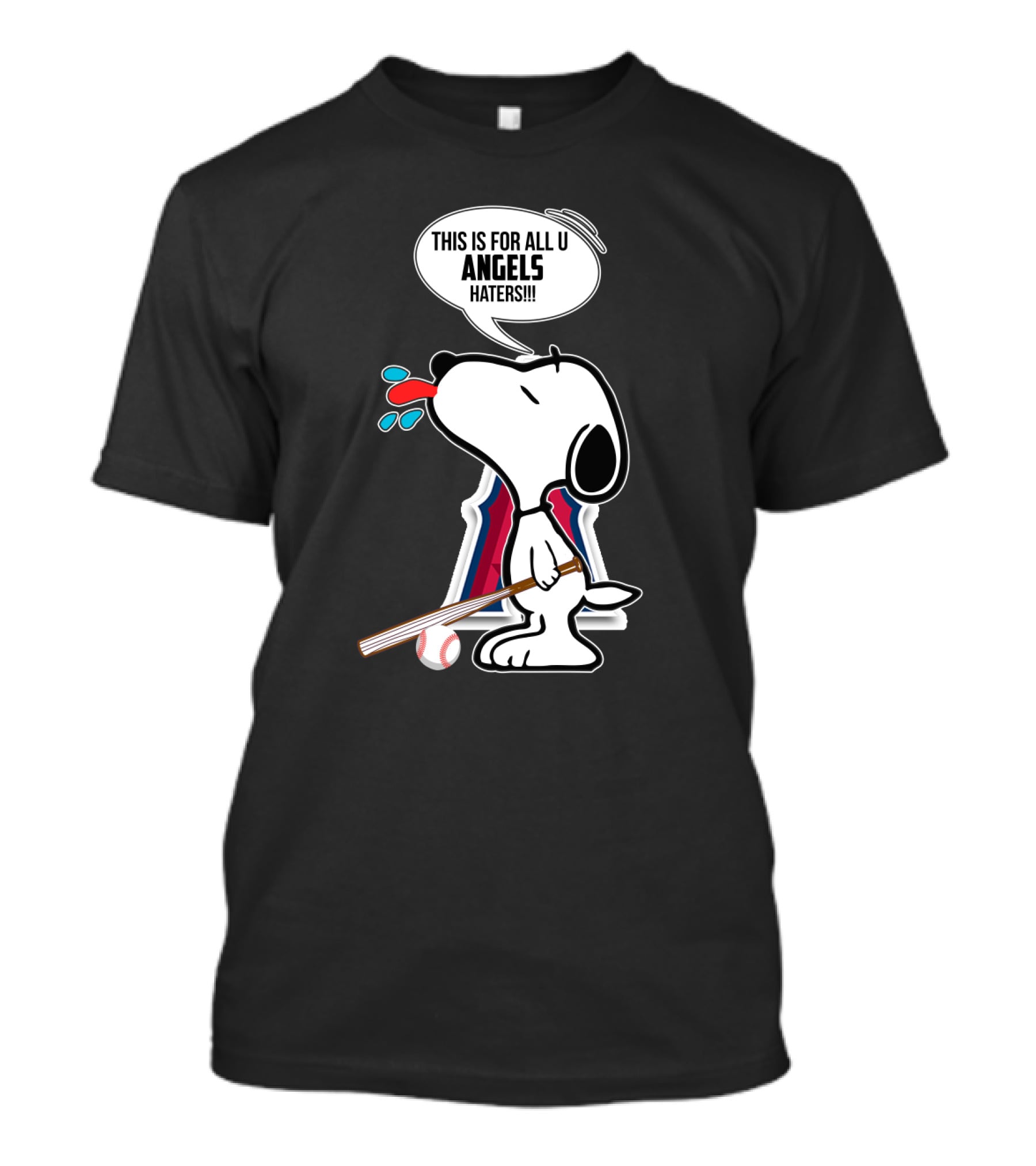 Snoopy With Bat Speaks For Los Angeles Angels Baseball Fans Haters T-Shirt