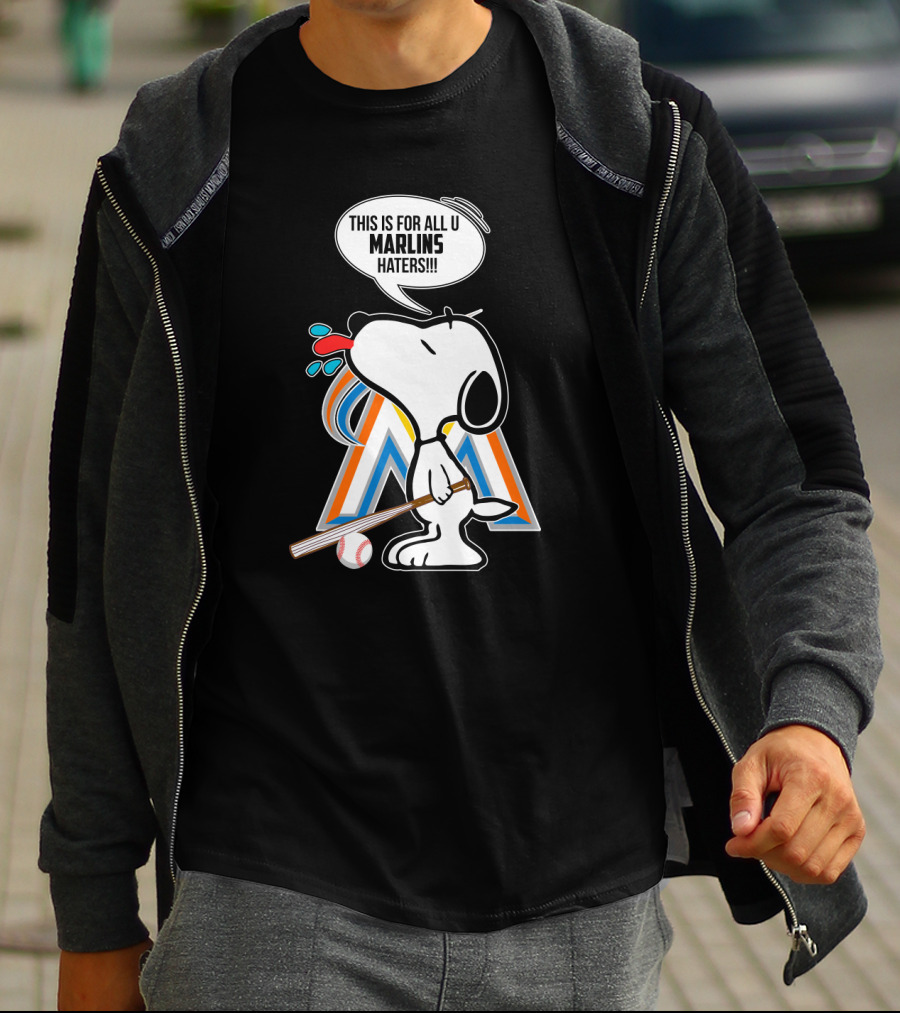 Snoopy Miami Marlins Haters Baseball Fan Humor T-Shirt