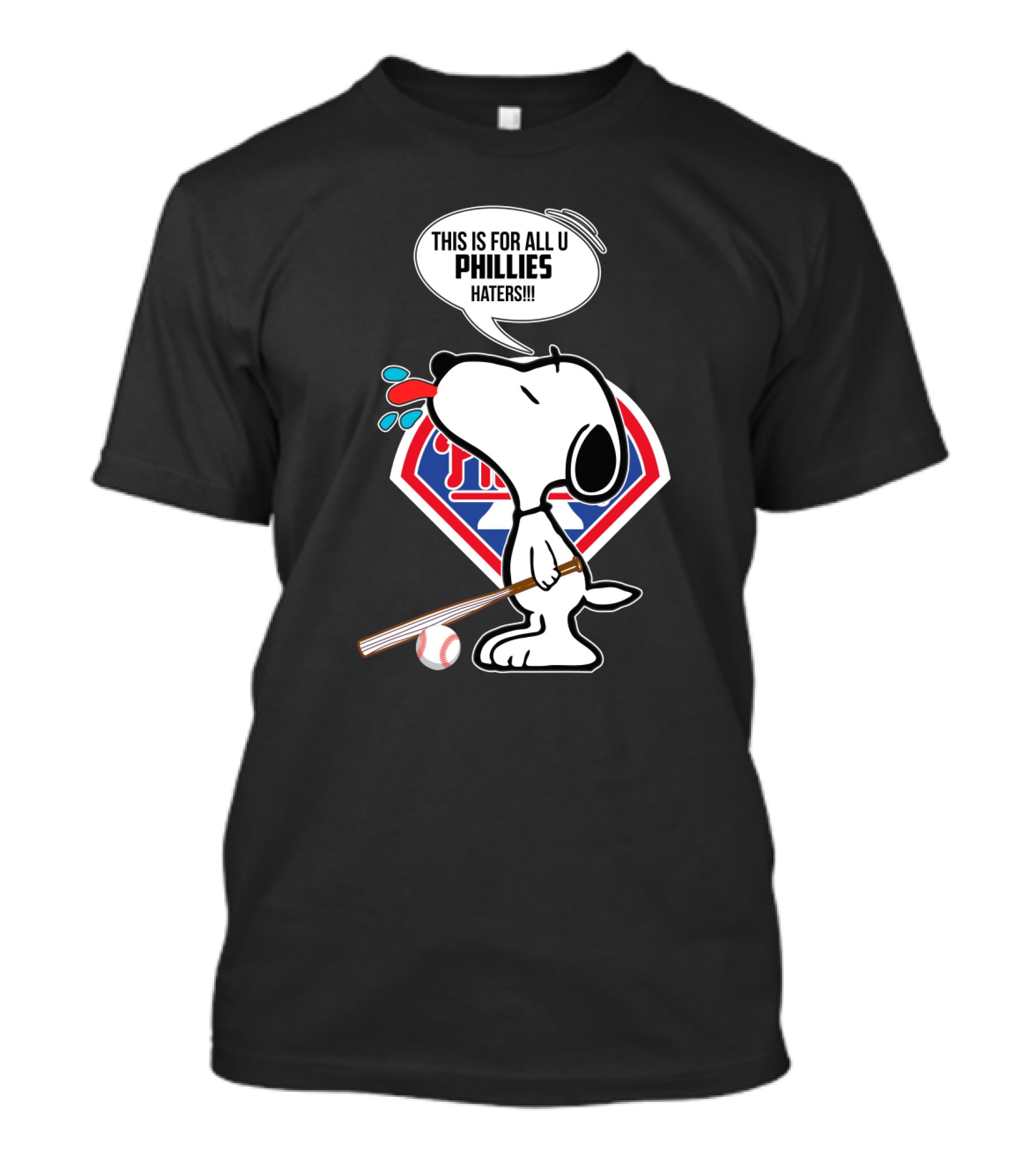 Snoopy Philadelphia Phillies Fans Cartoon Baseball Logo Phillies Haters T-Shirt