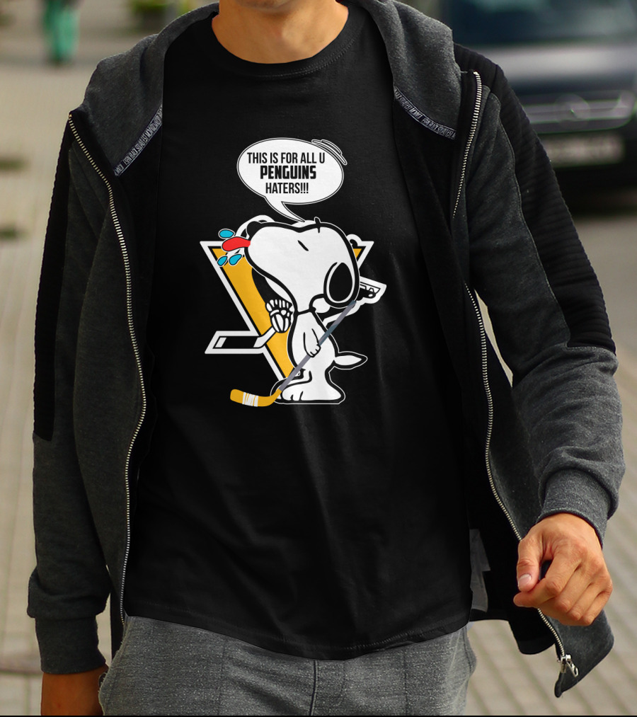 Snoopy Pittsburgh Penguins Hockey Speech Bubble Fan T-Shirt