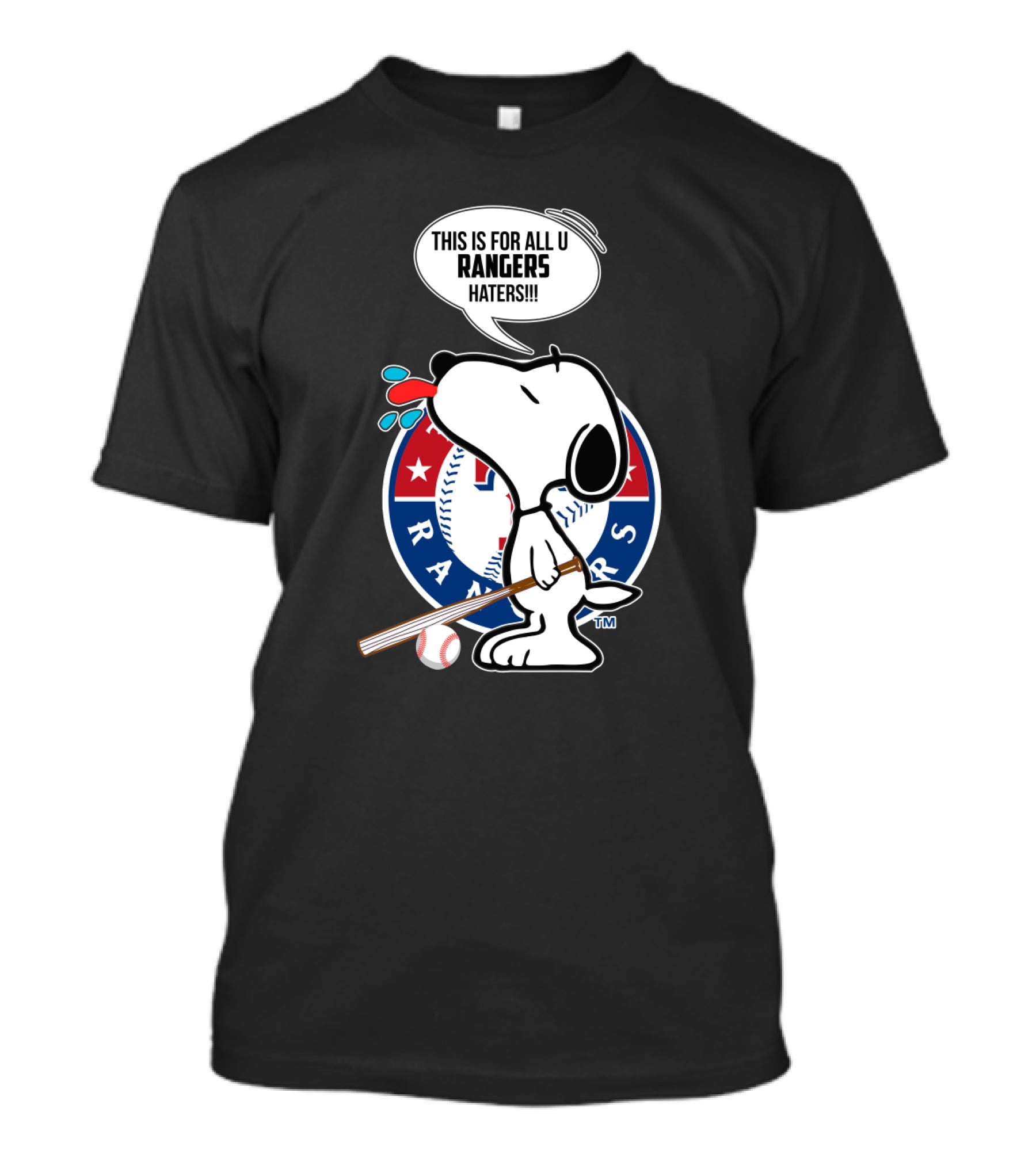 Snoopy And Texas Rangers Baseball Fans United Against Haters T-Shirt