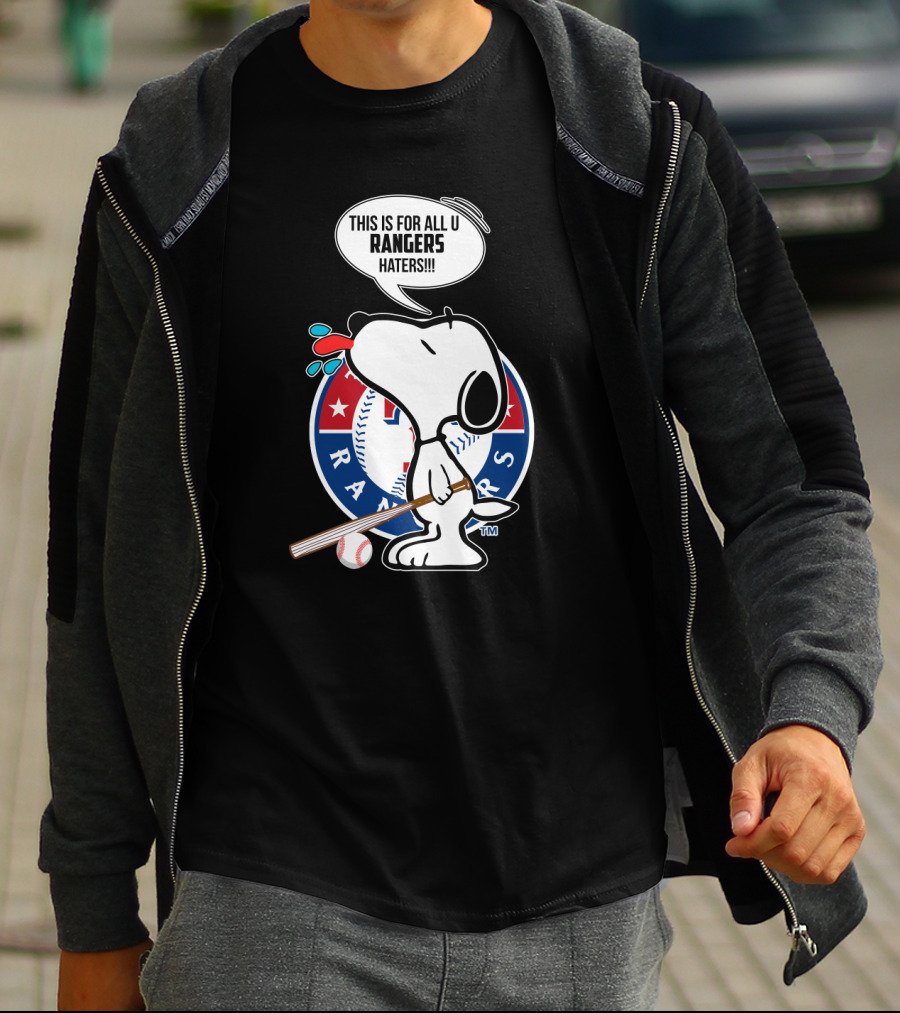Snoopy And Texas Rangers Baseball Fans United Against Haters T-Shirt