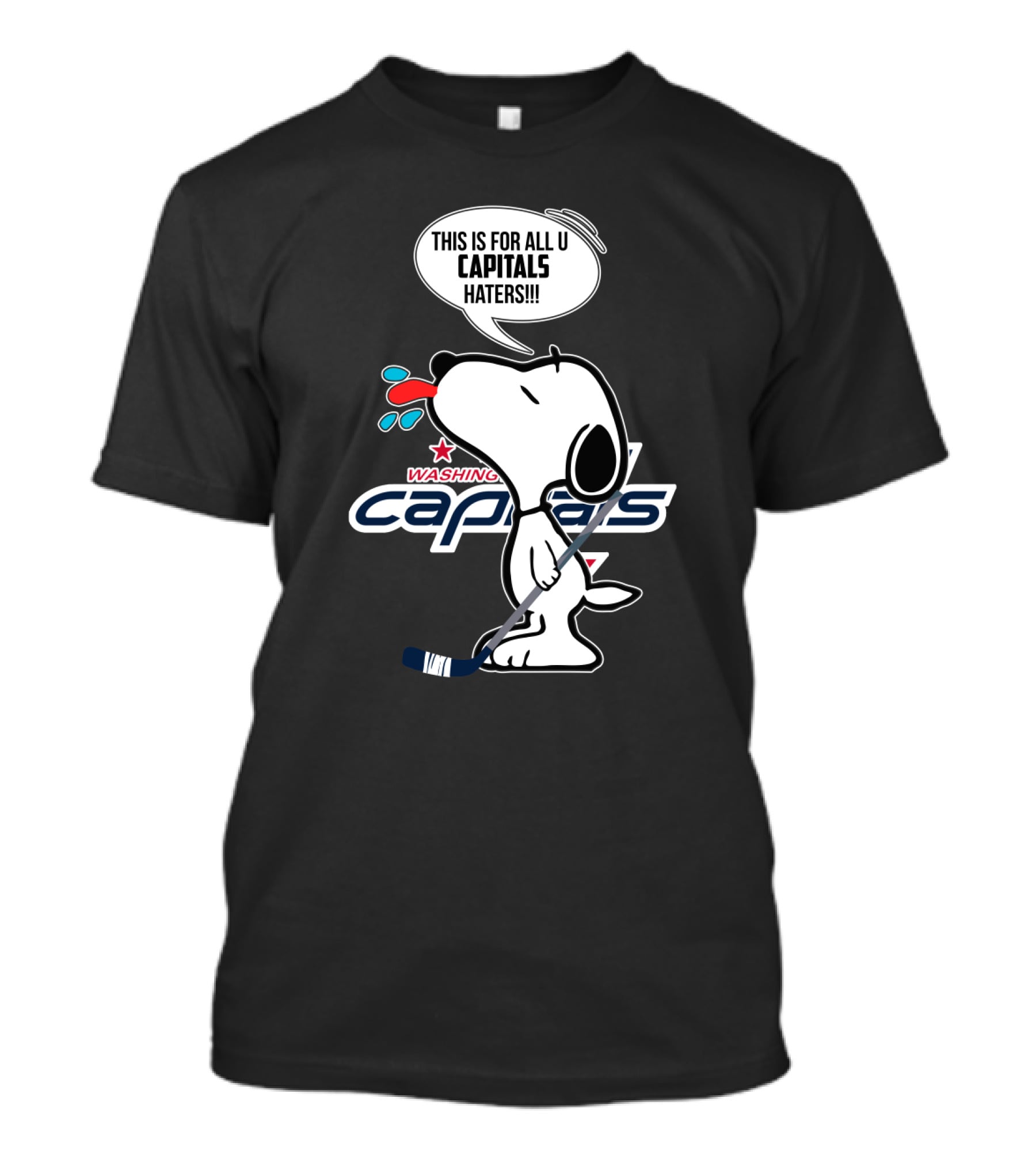 Snoopy Washington Capitals Proud Fan Message With Hockey Stick T-Shirt