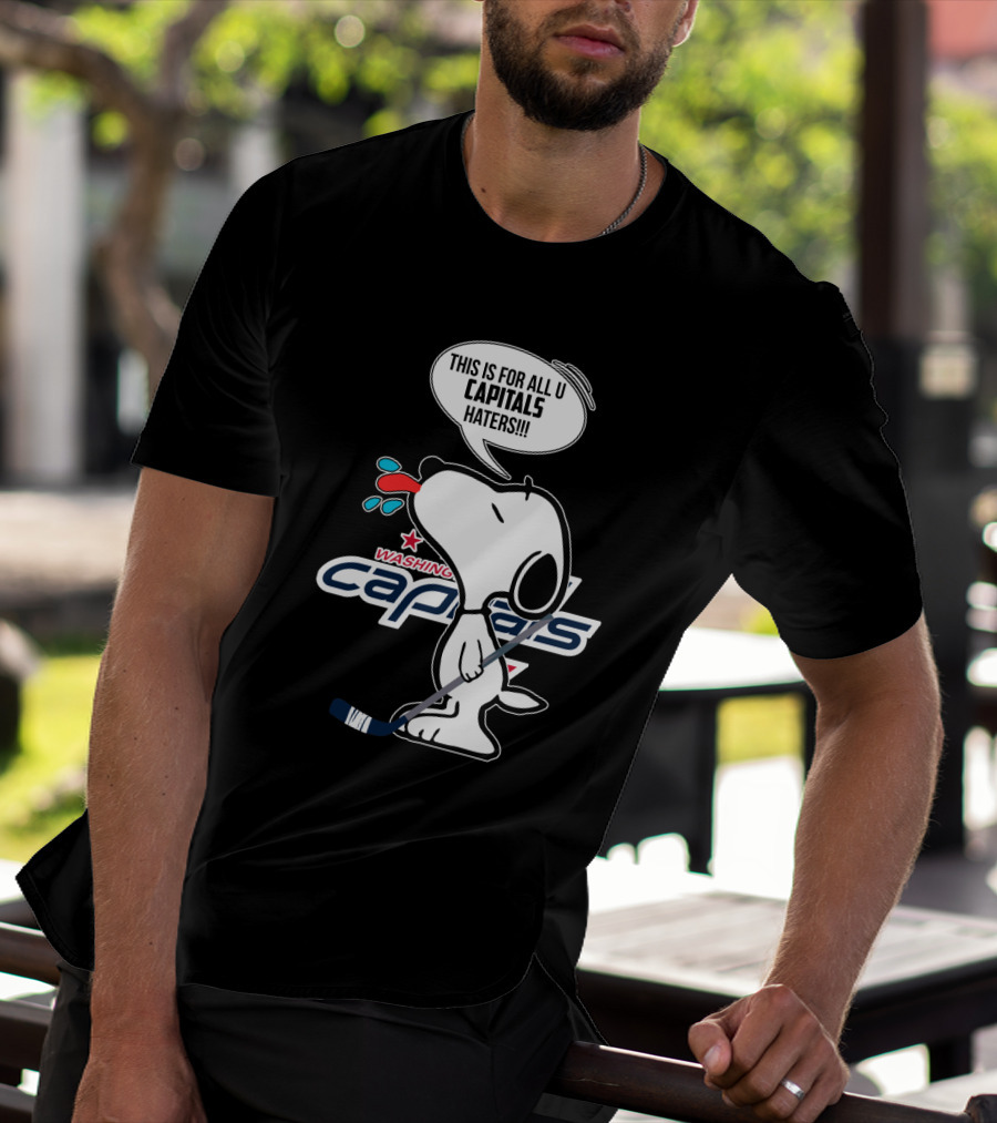Snoopy Washington Capitals Proud Fan Message With Hockey Stick T-Shirt