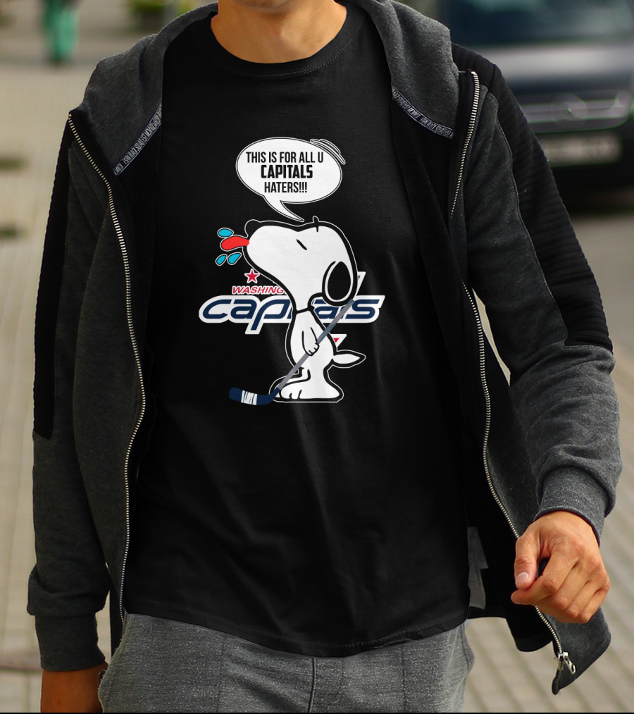 Snoopy Washington Capitals Proud Fan Message With Hockey Stick T-Shirt