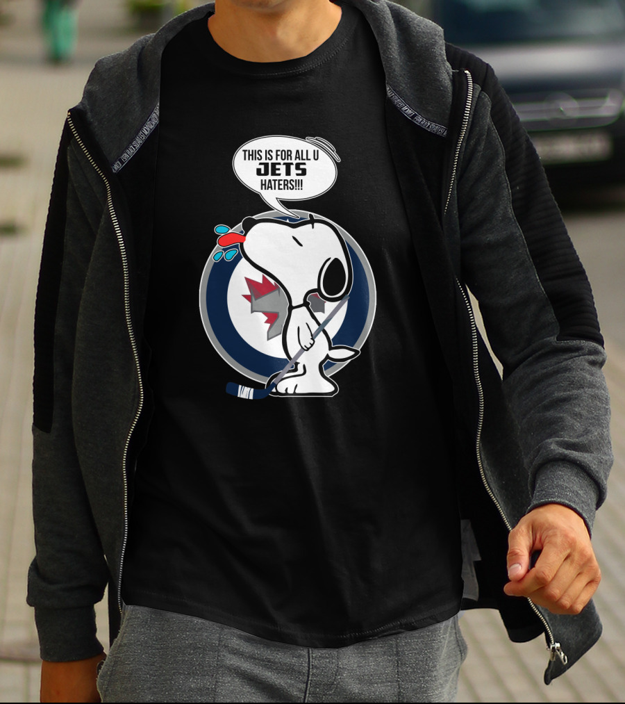 Snoopy Jets Haters Funny Winnipeg Fans Hockey T-Shirt