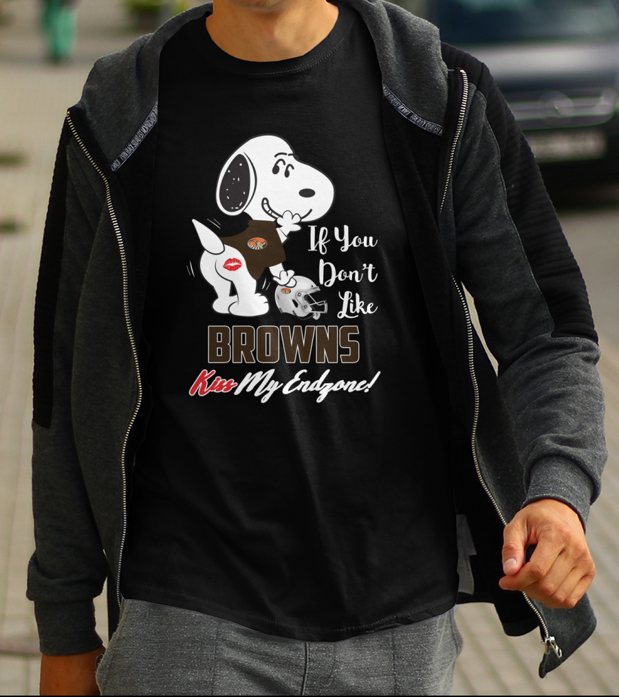 Snoopy If You Don't Like Browns Kiss My Endzone T-Shirt