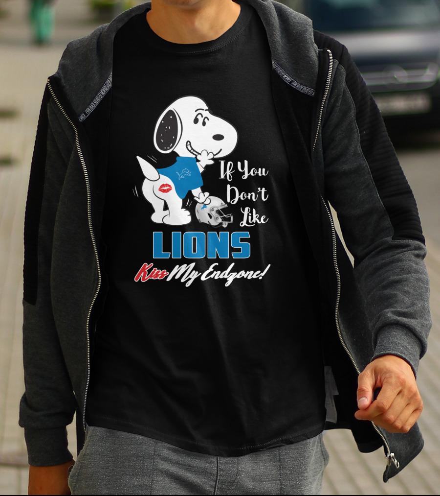 If You Don't Like Lions Kiss My Endzone Snoopy And Detroit Lions For Fans T-Shirt