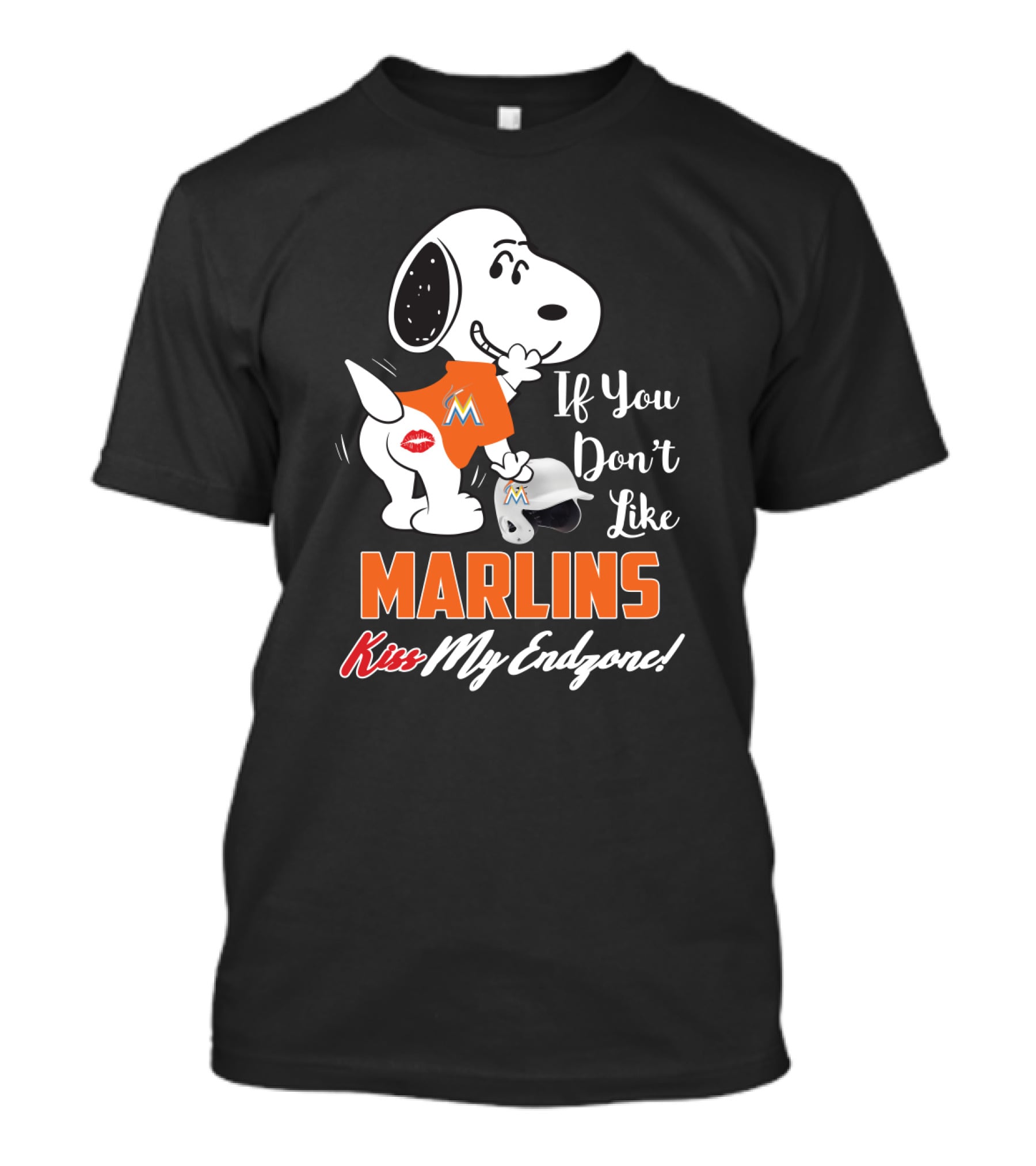 Snoopy Miami Marlins If You Don't Like Marlins Kiss My Endzone T-Shirt