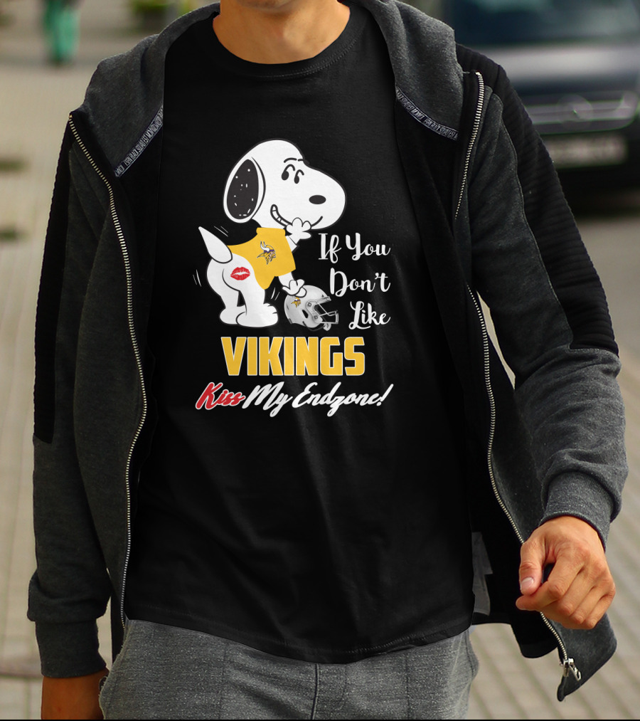 Snoopy If You Don’t Like Vikings Kiss My Endzone Minnesota Vikings Fans T-Shirt