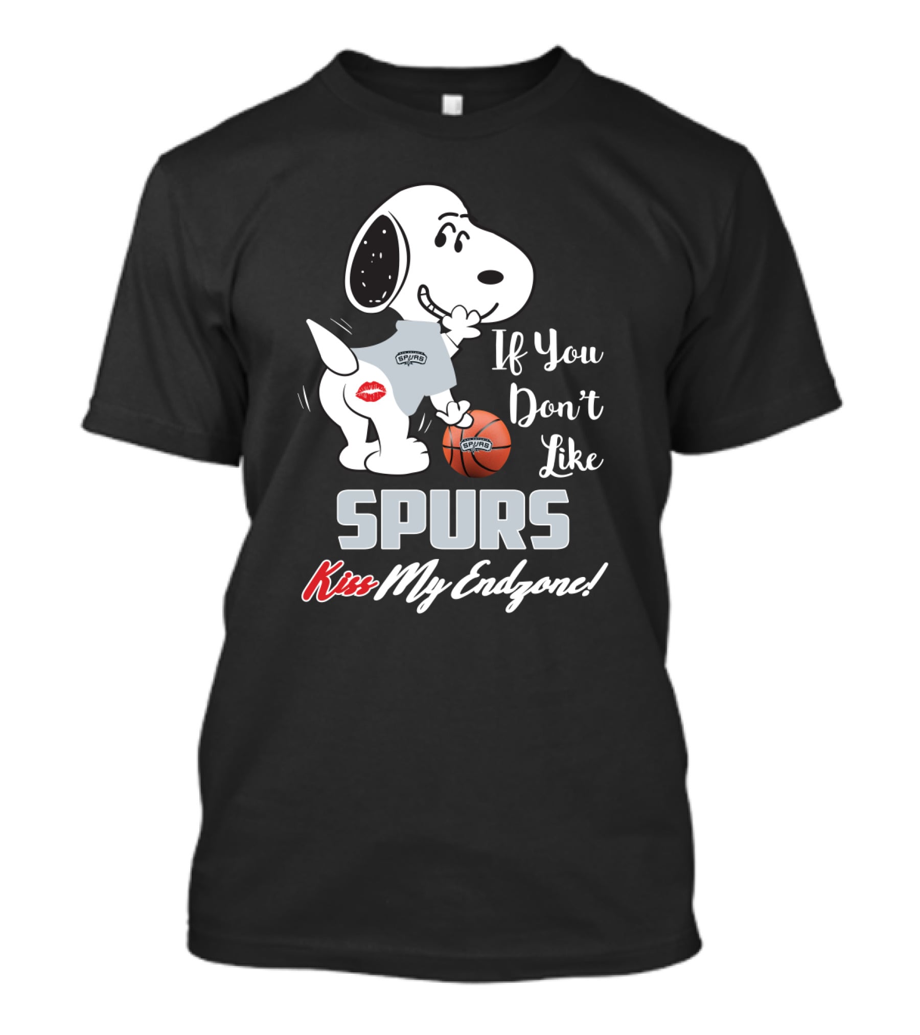 If You Don't Like Spurs Kiss My Endzone Snoopy San Antonio Spurs T-Shirt
