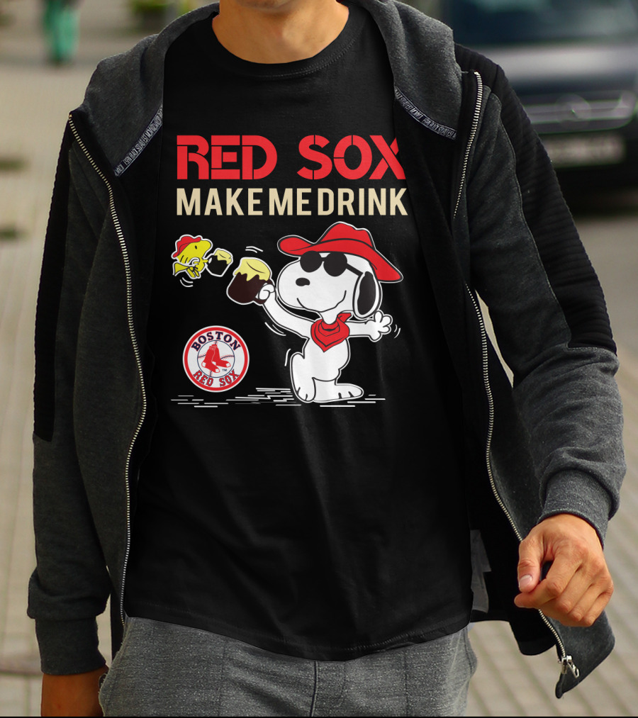 Red Sox Make Me Drink Snoopy Boston Red Sox Fans T-Shirt