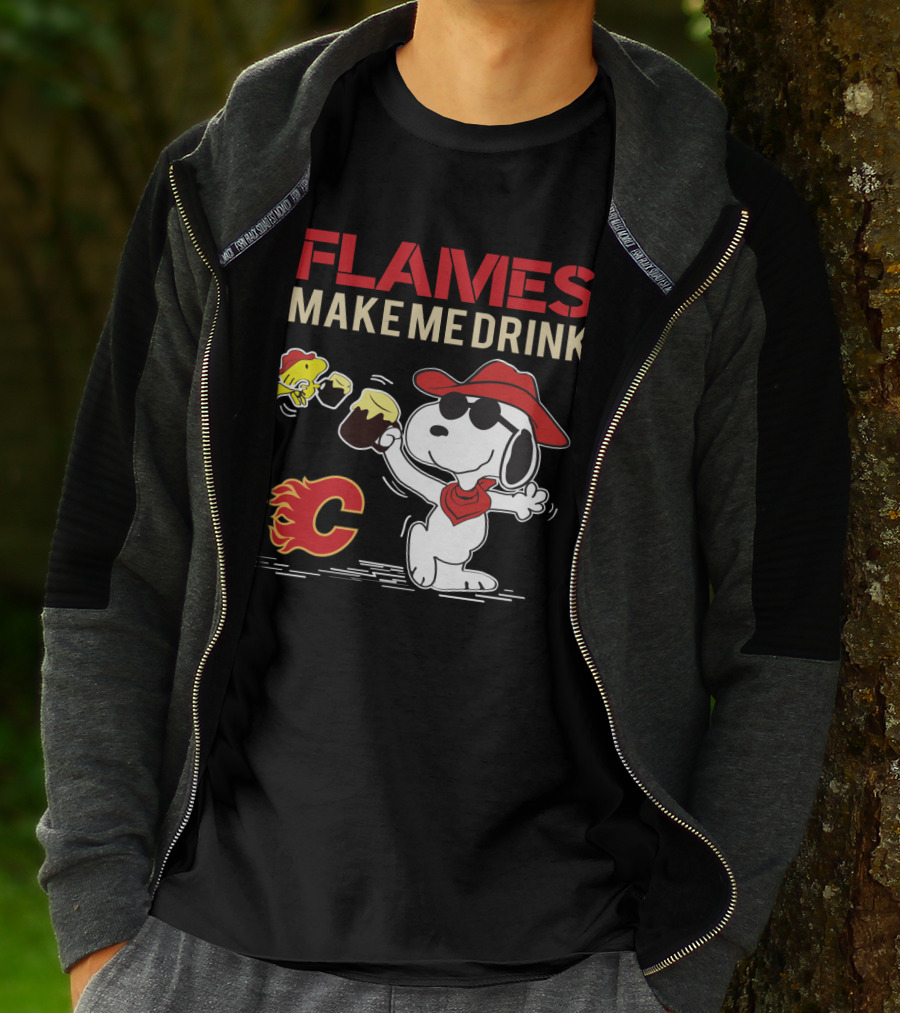 Flames Make Me Drink Snoopy Calgary C T-Shirt