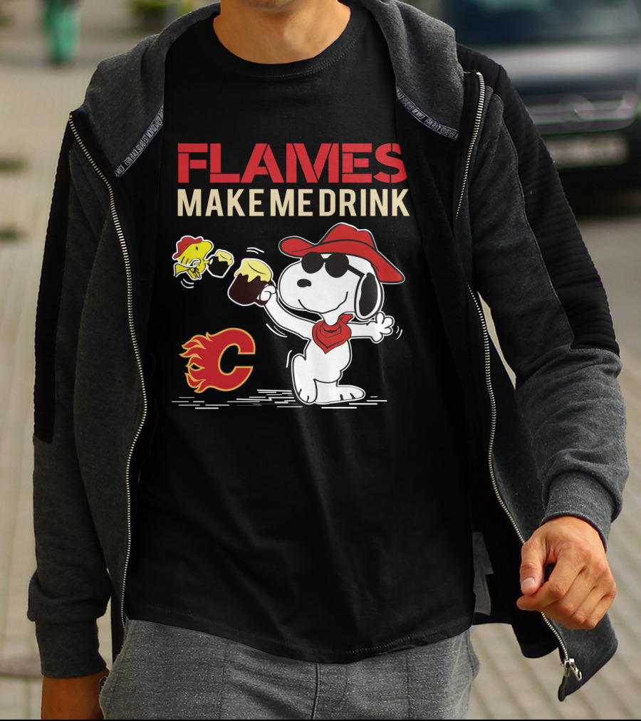 Flames Make Me Drink Snoopy Calgary C T-Shirt