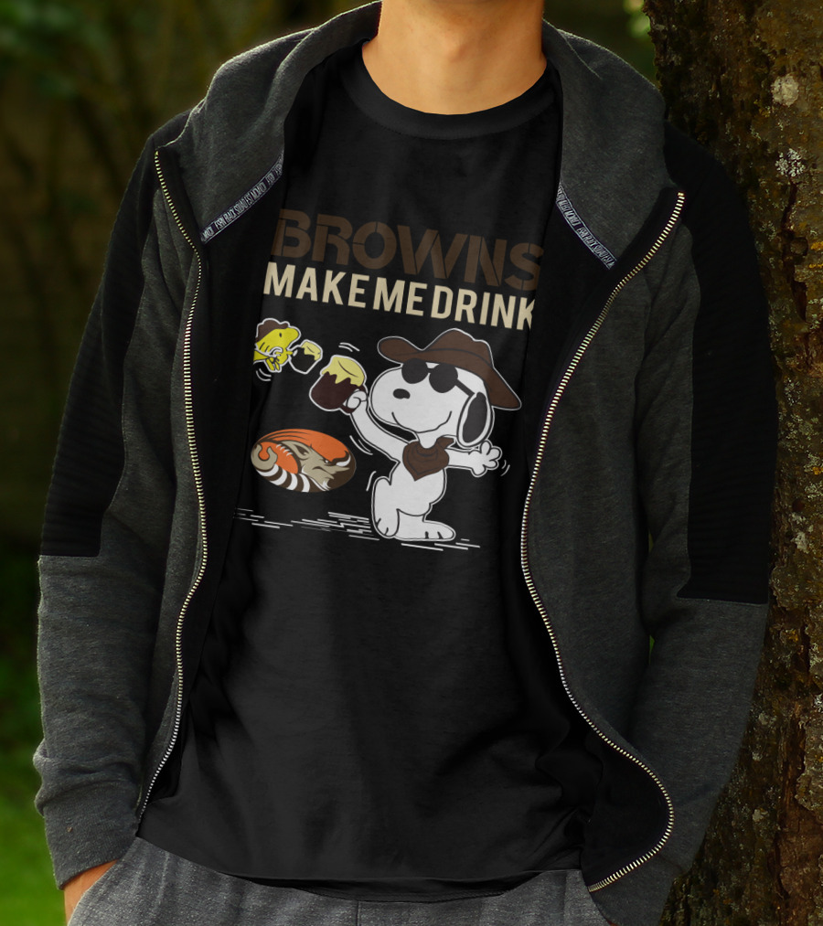 Browns Make Me Drink Snoopy And Woodstock Cleveland Browns Fans T-Shirt
