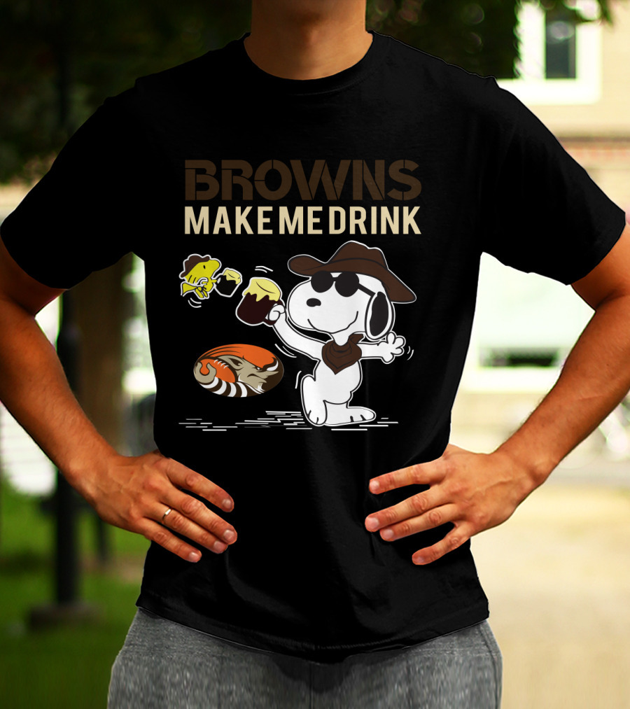 Browns Make Me Drink Snoopy And Woodstock Cleveland Browns Fans T-Shirt