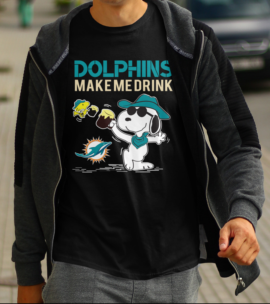 Dolphins Make Me Drink Snoopy Miami Dolphins Fans T-Shirt