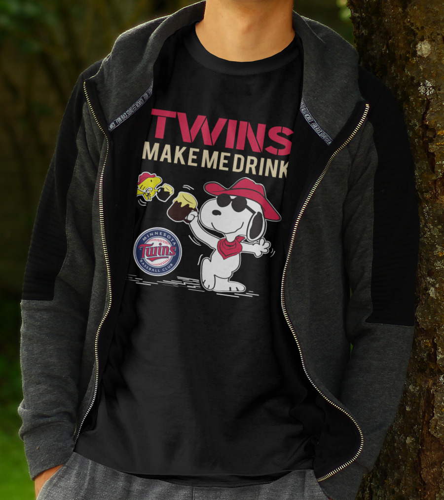 Twins Make Me Drink Snoopy Minnesota Baseball Club T-Shirt