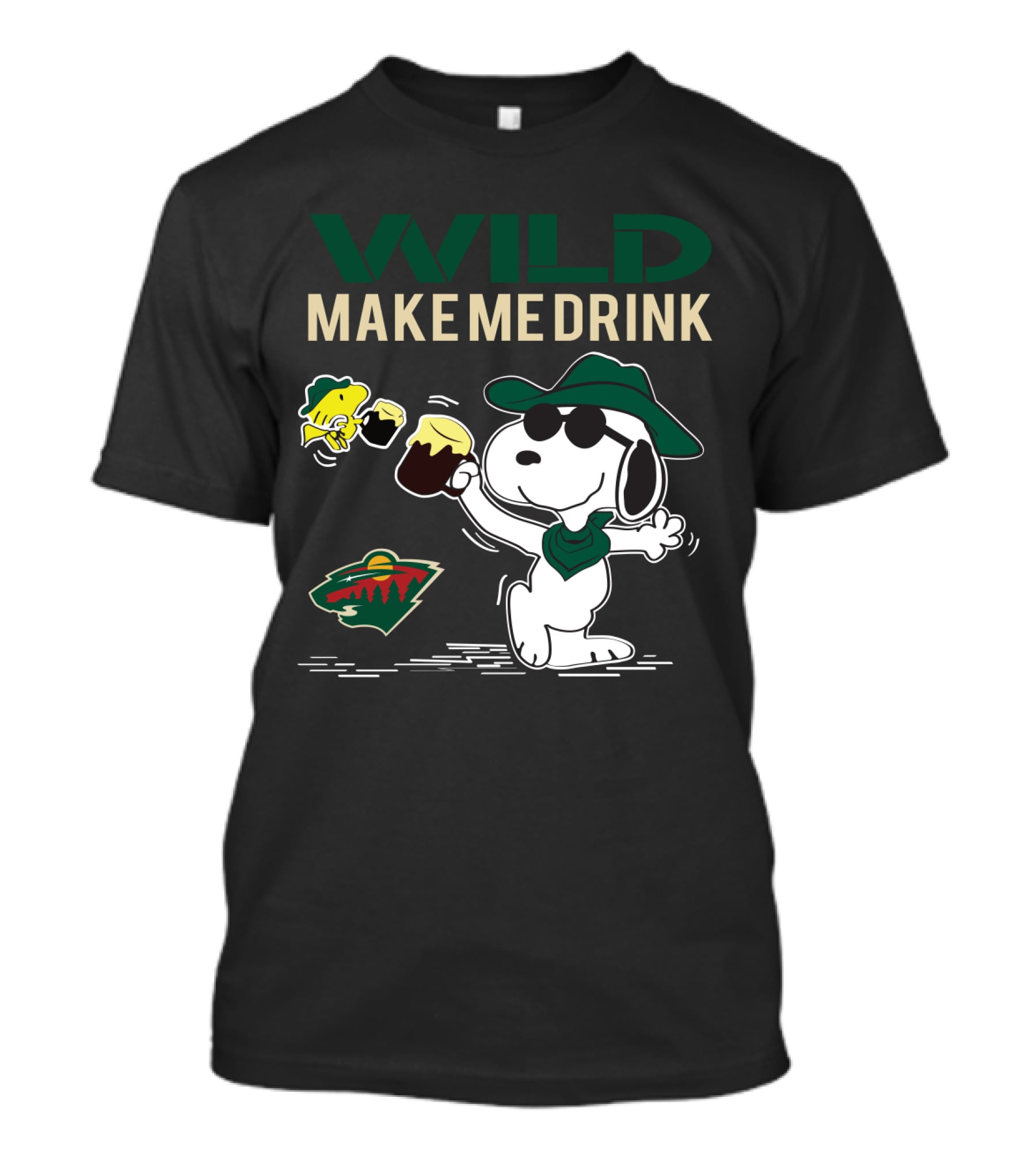 Wild Make Me Drink Snoopy Minnesota Wild Fans T-Shirt