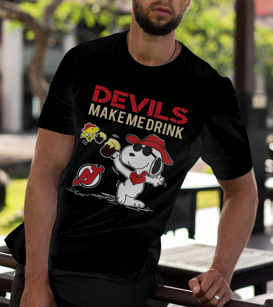 Devils Make Me Drink Snoopy For New Jersey Fans T-Shirt