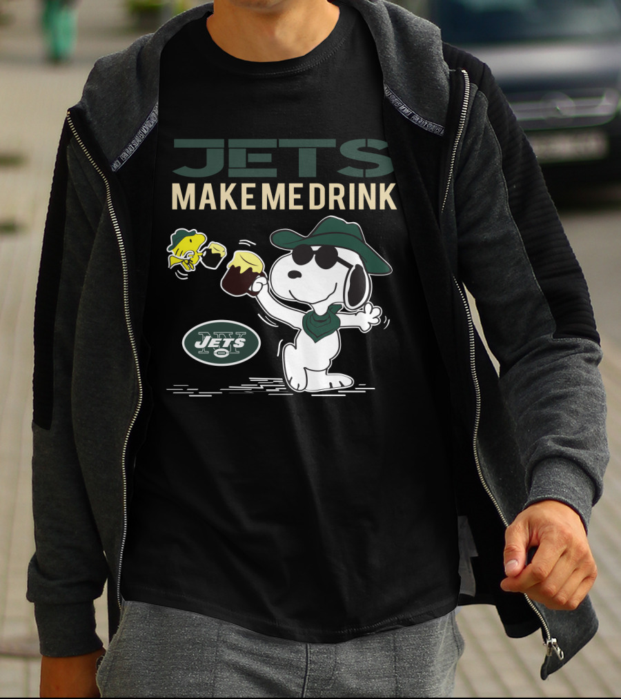 Jets Make Me Drink Snoopy And Woodstock New York Fans T-Shirt
