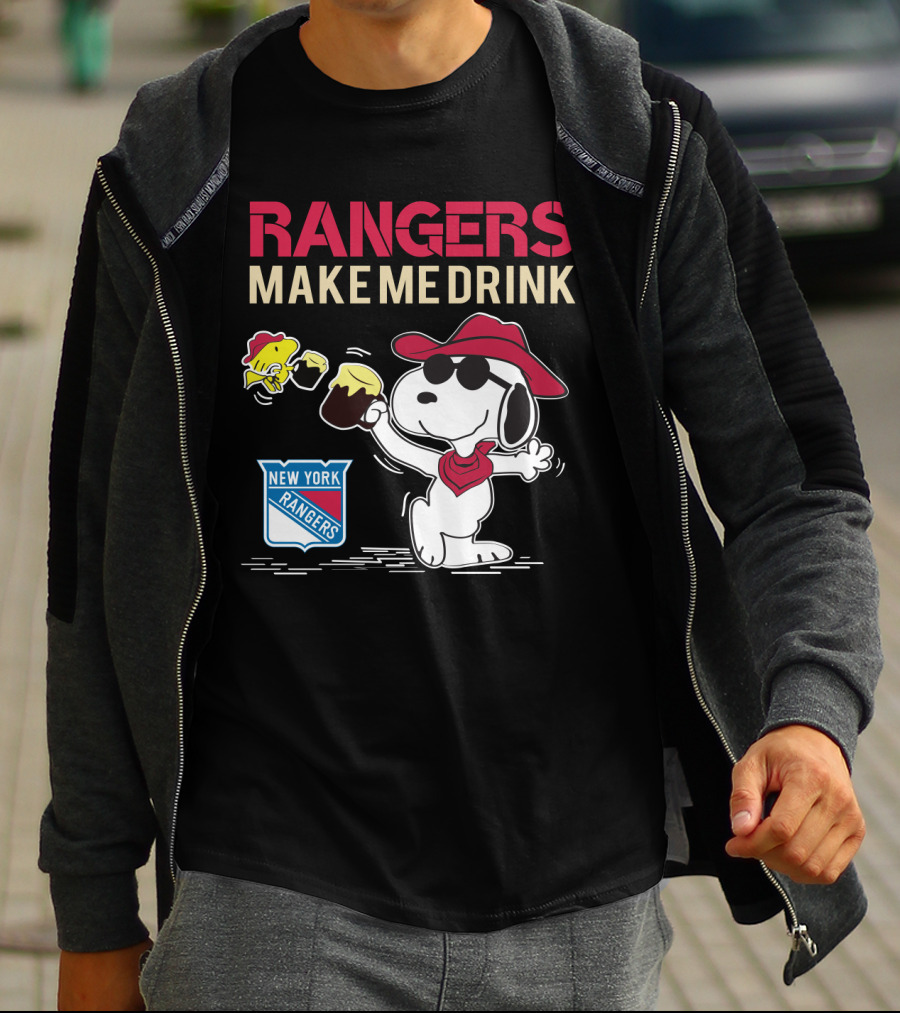 Rangers Make Me Drink Snoopy Celebrates New York Rangers Fans T-Shirt