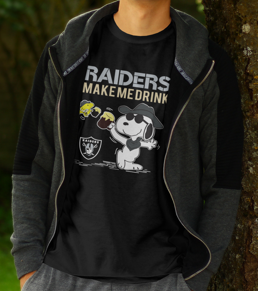 Snoopy Raiders Make Me Drink Oakland Raiders Fans T-Shirt