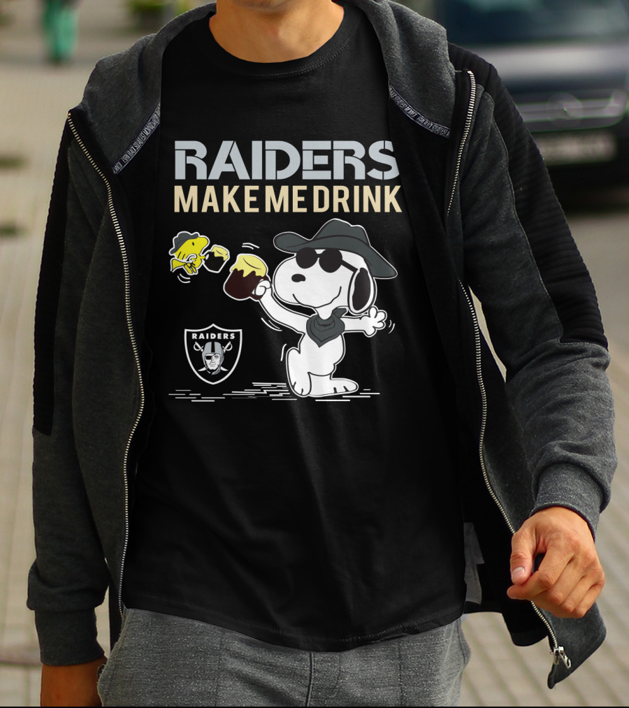 Snoopy Raiders Make Me Drink Oakland Raiders Fans T-Shirt