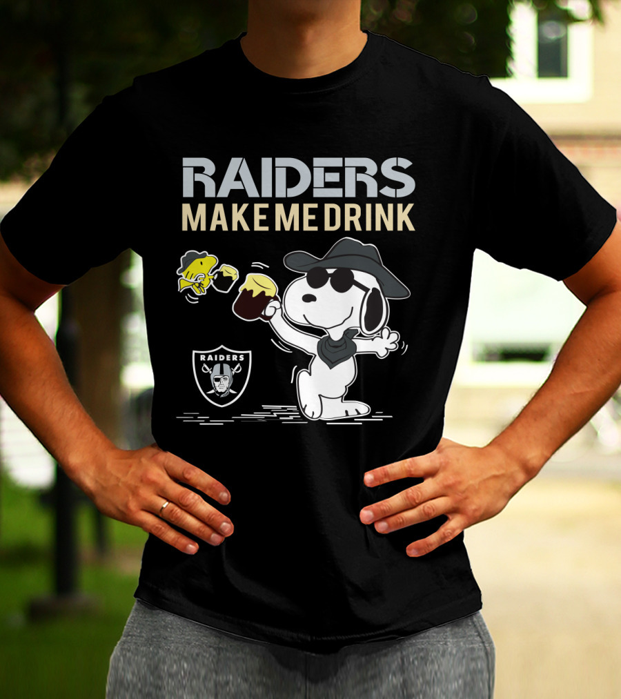 Snoopy Raiders Make Me Drink Oakland Raiders Fans T-Shirt